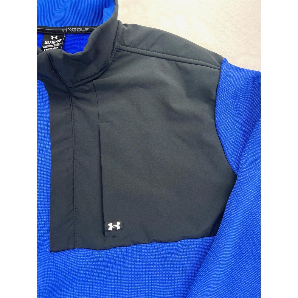 Under Armour Storm Golf Mens XL Royal Blue Black Quarter Zip Pullover Sweater - Picture 5 of 9